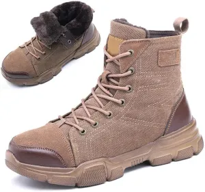 Plus velvet anti-smashing work boots, steel toe anti-piercing short boots, cotton shoes