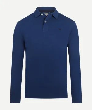 Polo piqué met lange mouwen | Marine