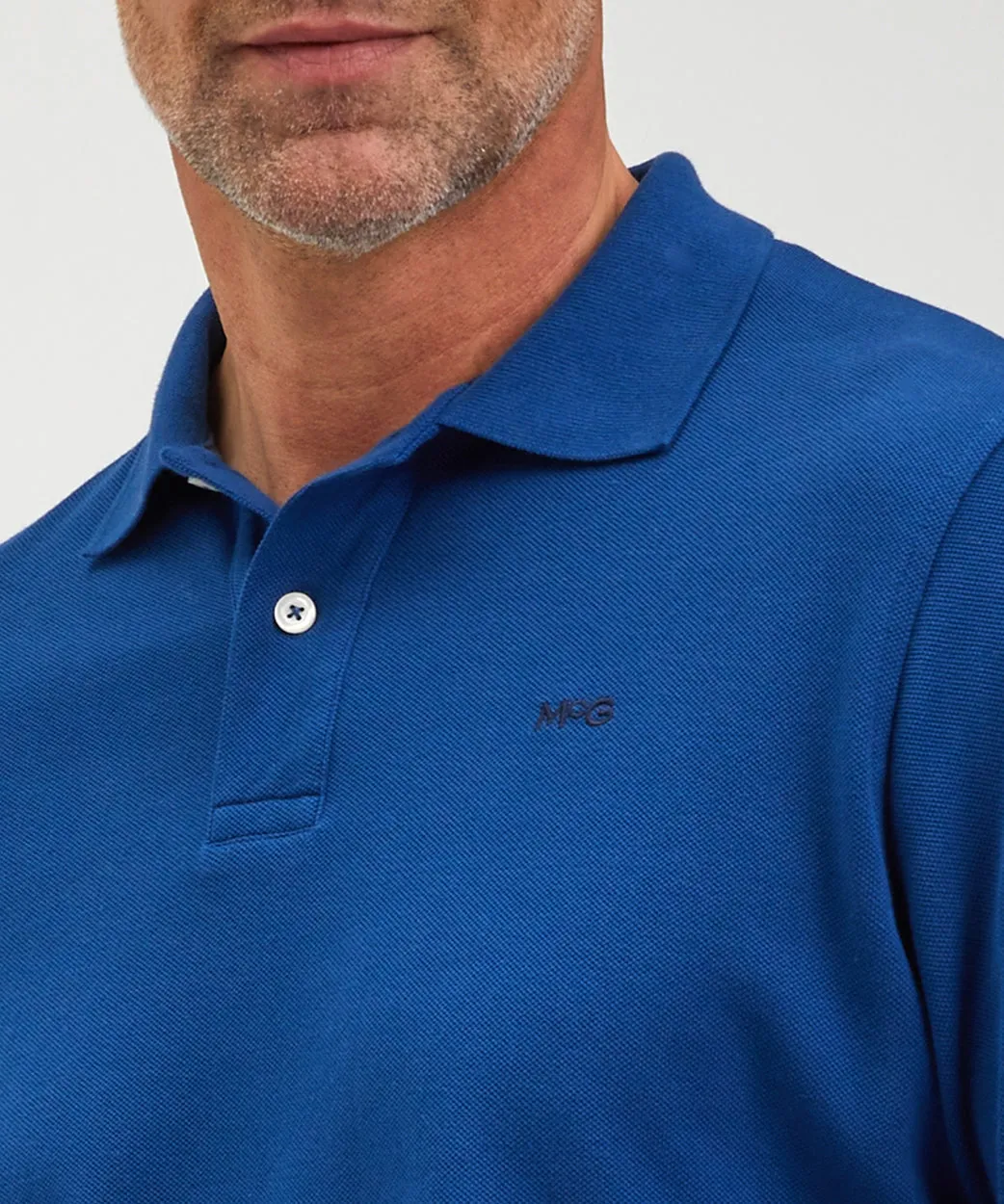 Polo piqué met lange mouwen | Marine