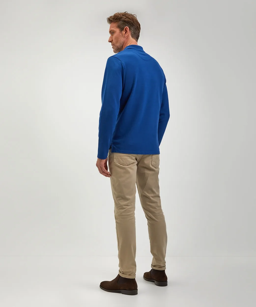 Polo piqué met lange mouwen | Marine