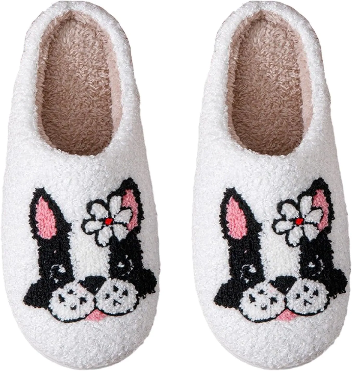 QSKPC animal slippers for women Fluffy Plush Slippers Cute Cartoon House Slipper Fruit Slippers for Womens Mens Plush Soft Memory Foam House Shoes