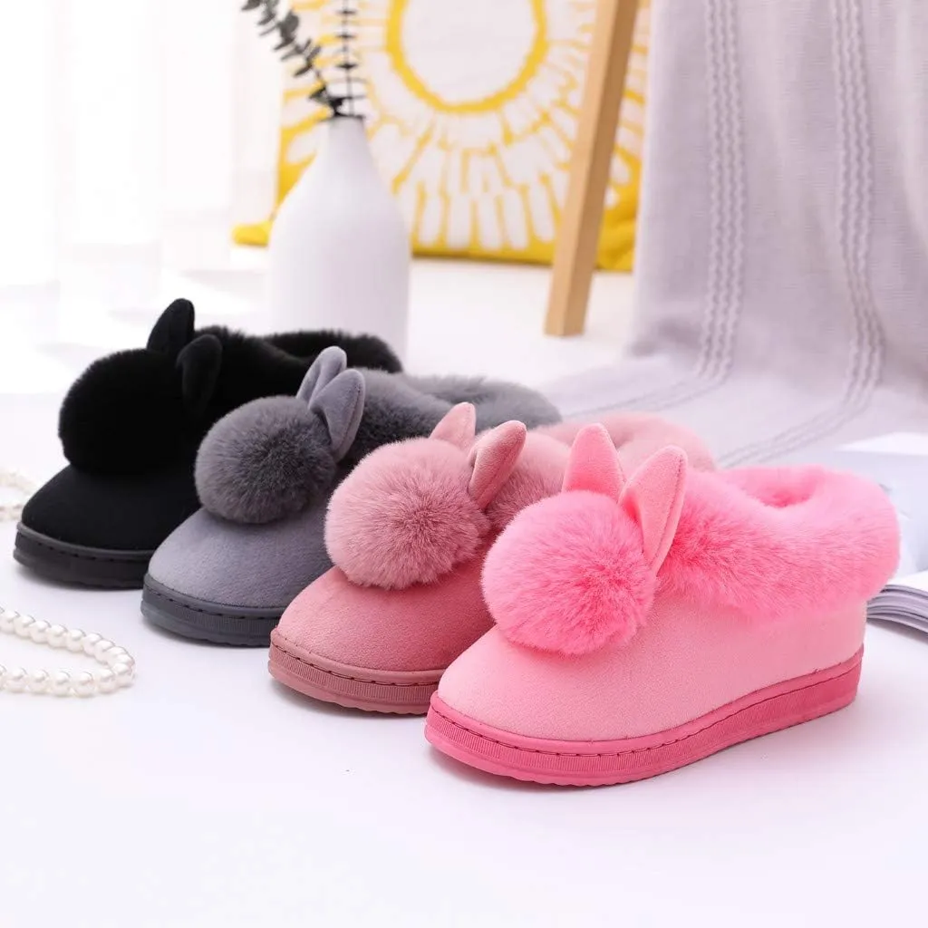 Rabbit Slippers for Women Cute Cartoon Indoor Slippers Funny Animal Bedroom Slippers Warm Plush House Shoes