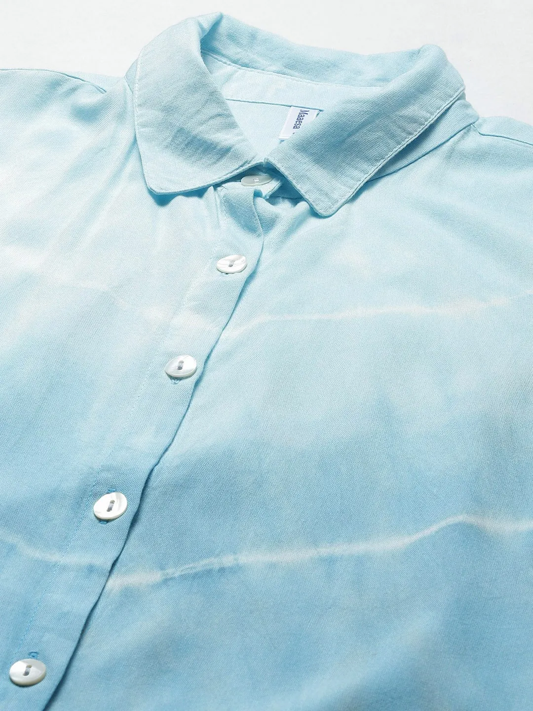Rayon Tie Dye Sky Blue Loose Fit  Shirt
