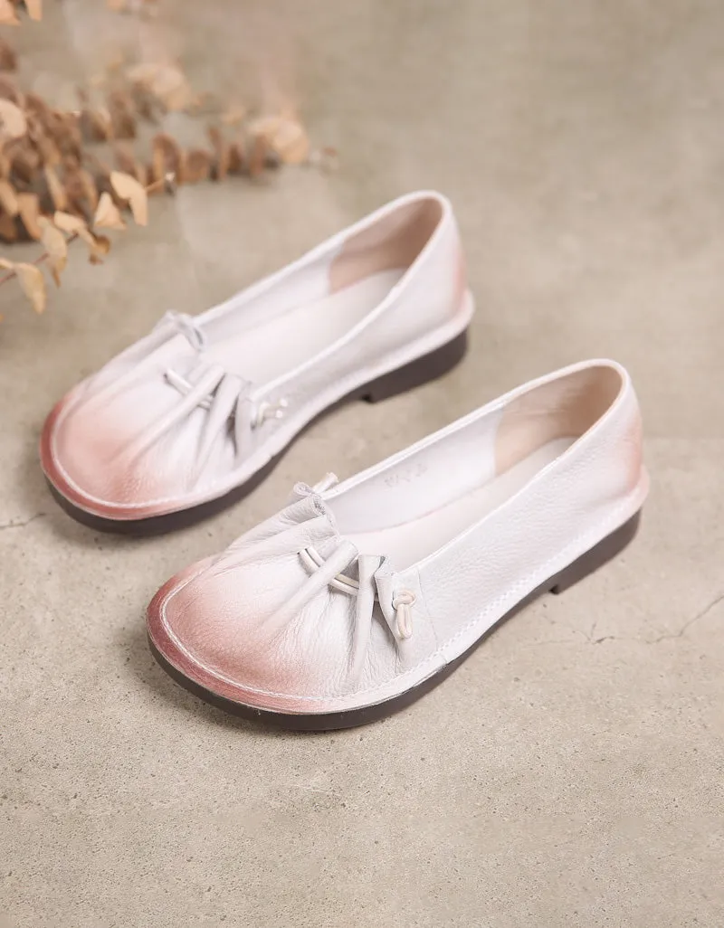 Retro Leather Soft Women Spring Flat Shoes