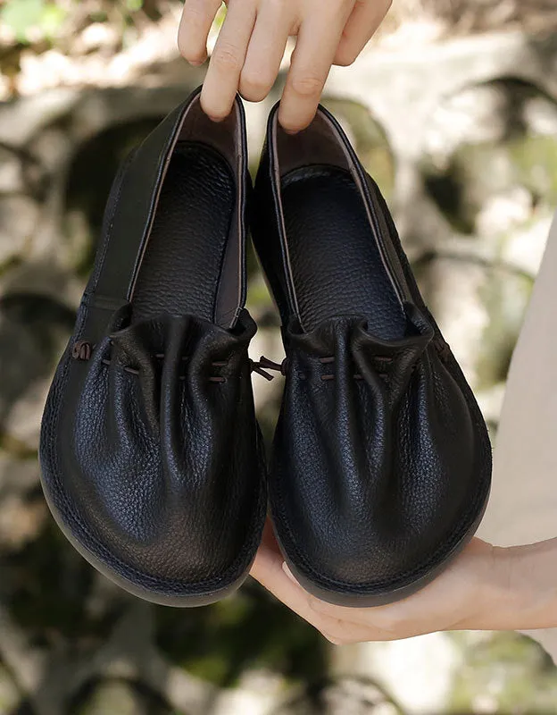 Retro Leather Soft Women Spring Flat Shoes
