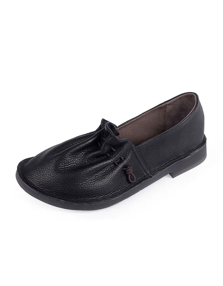 Retro Leather Soft Women Spring Flat Shoes