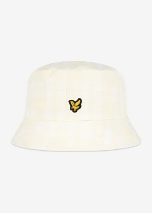 Reversible check bucket hat - white lemon