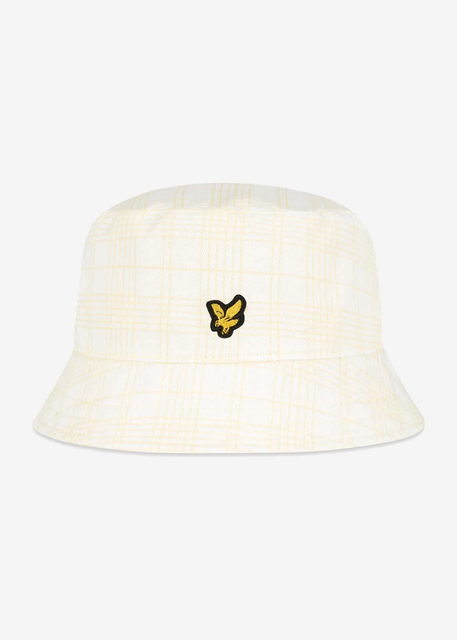 Reversible check bucket hat - white lemon