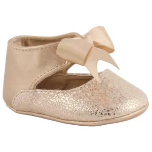 Rose Gold Soft Sole Dress Flats Shoes with Bow | Baby Size 2