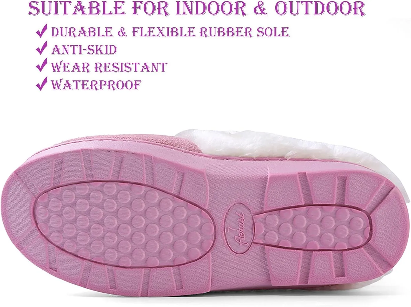 ROXIE Womens Memory Foam Fluffy Fur Slippers Fuzzy Plush Lining Slip On Clog House Shoes for Indoor Outdoor Use
