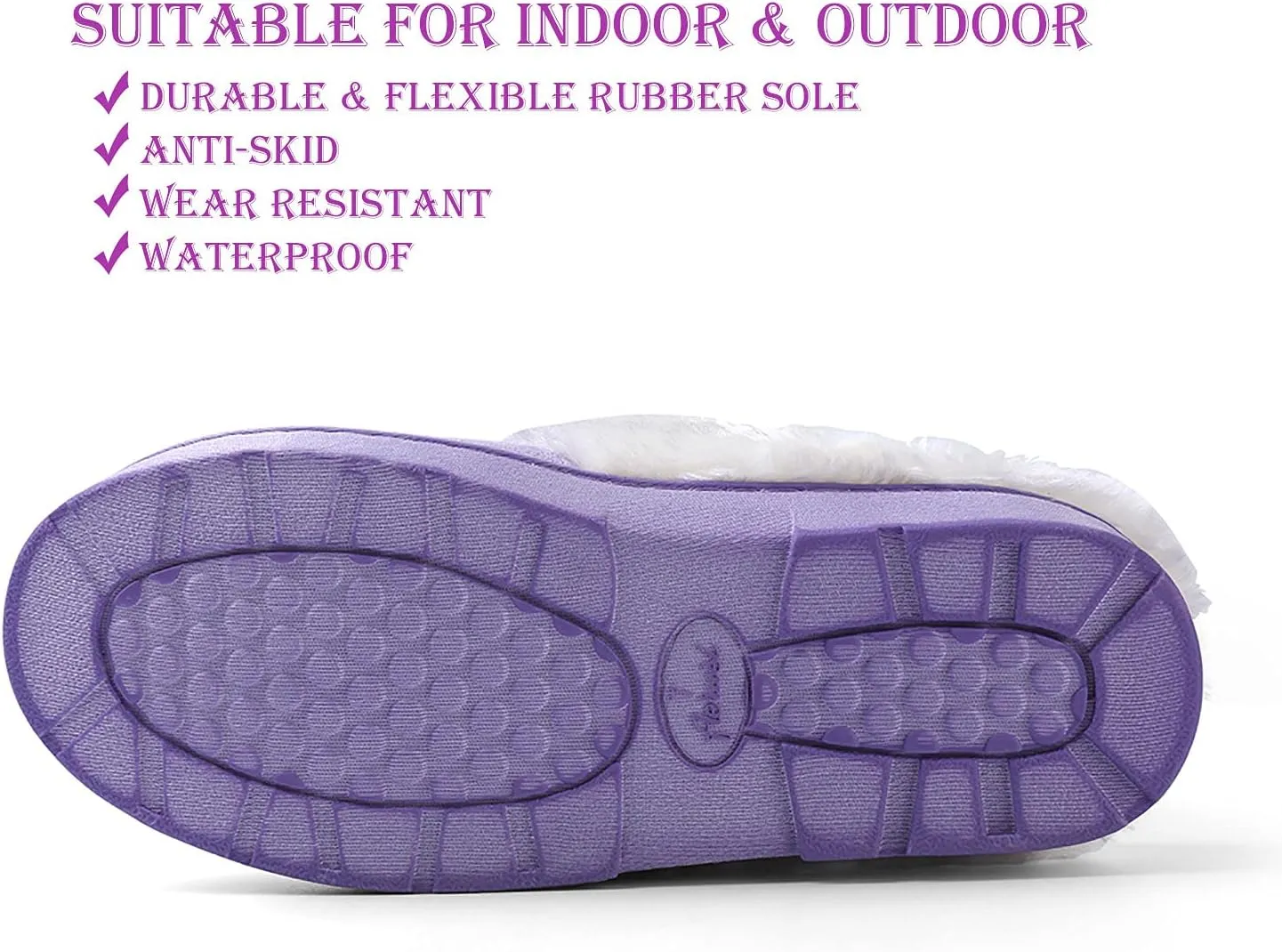 ROXIE Womens Memory Foam Fluffy Fur Slippers Fuzzy Plush Lining Slip On Clog House Shoes for Indoor Outdoor Use
