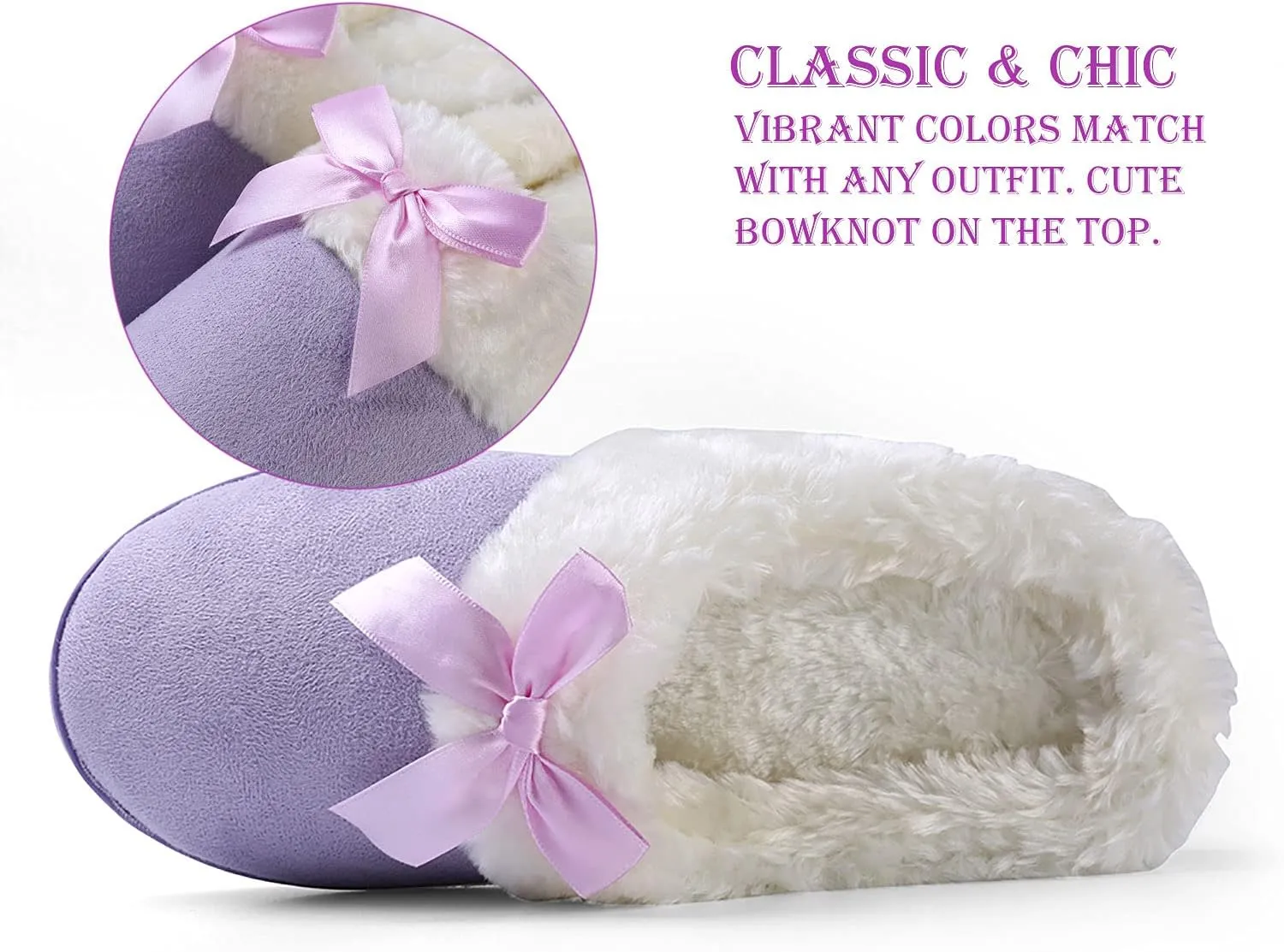 ROXIE Womens Memory Foam Fluffy Fur Slippers Fuzzy Plush Lining Slip On Clog House Shoes for Indoor Outdoor Use