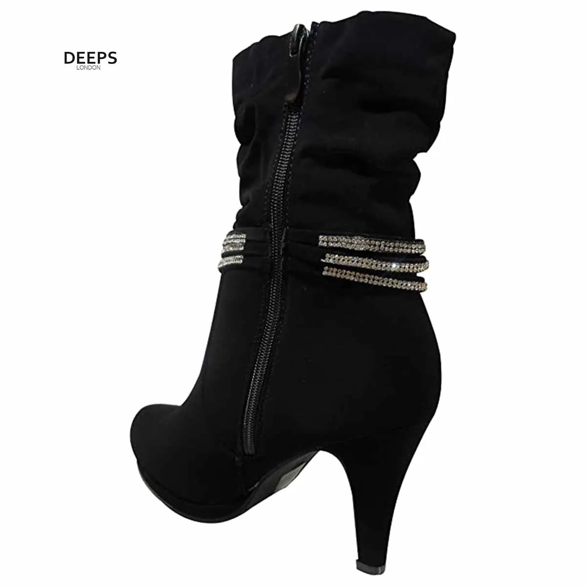 SEQUIN WOMEN’S SLOUCH MID HIGH CALF HEEL BOOTS