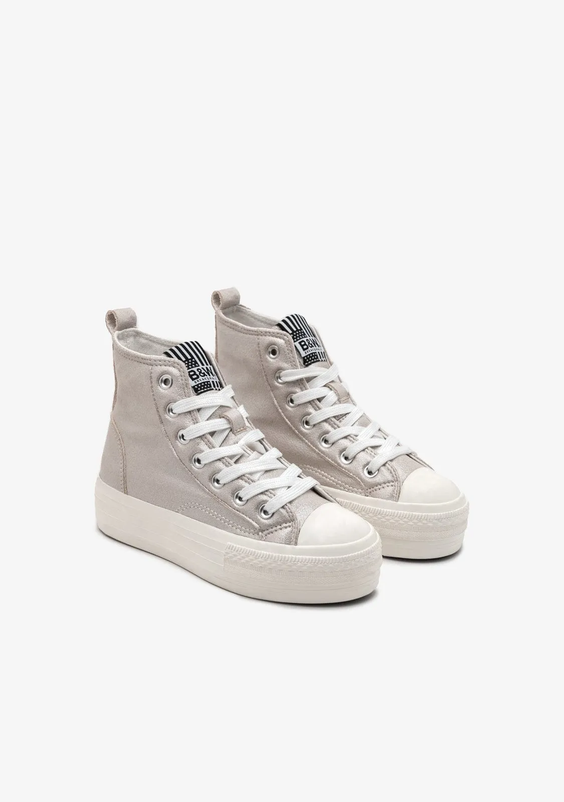 Silver Shinny High Top Sneakers