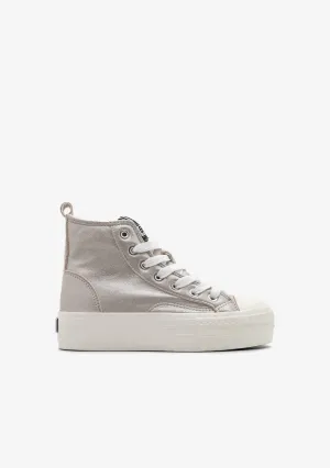 Silver Shinny High Top Sneakers