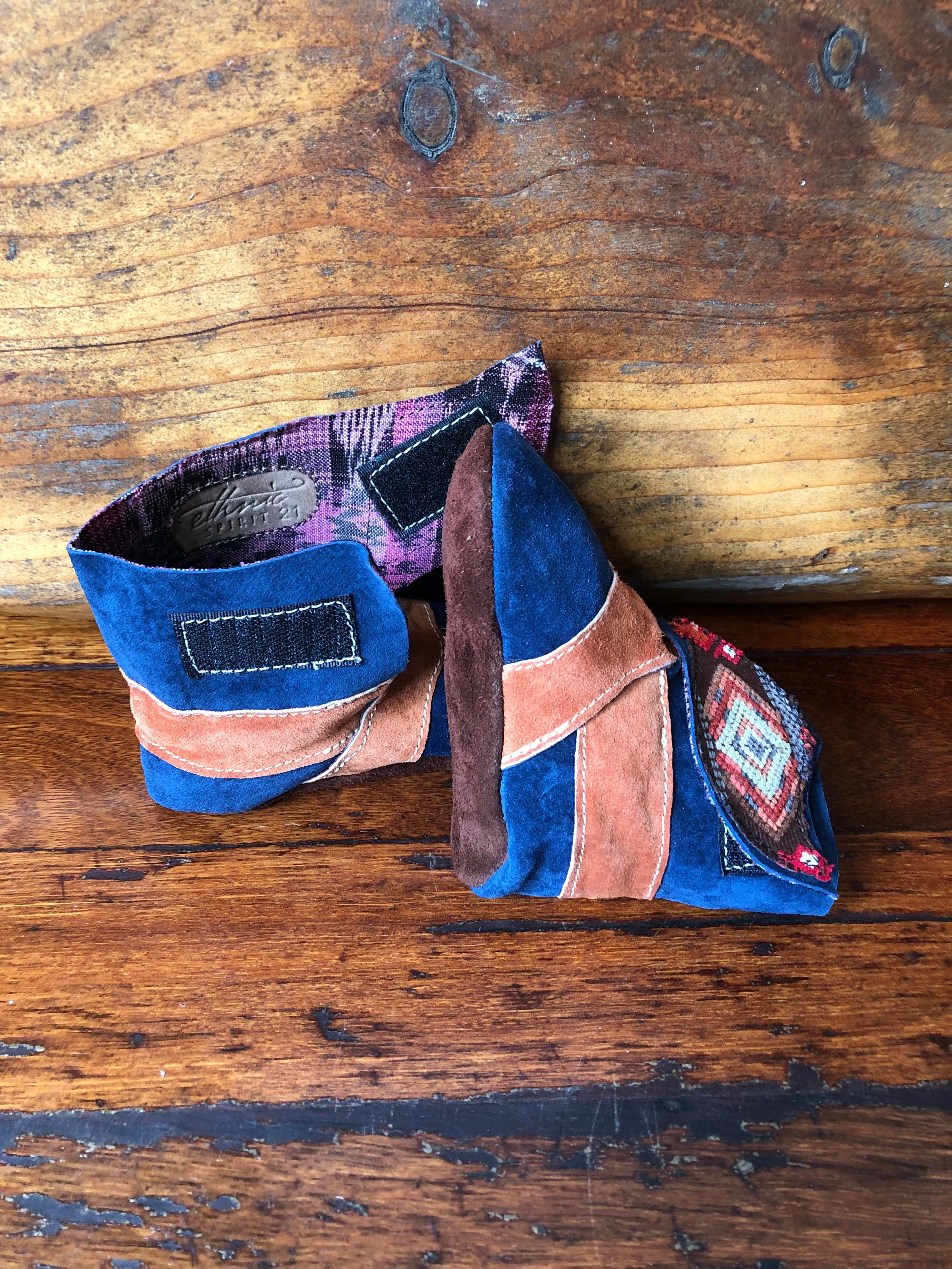 Size 21 Baby Ninja Boots - Blue, Orange Aztec Rhombus