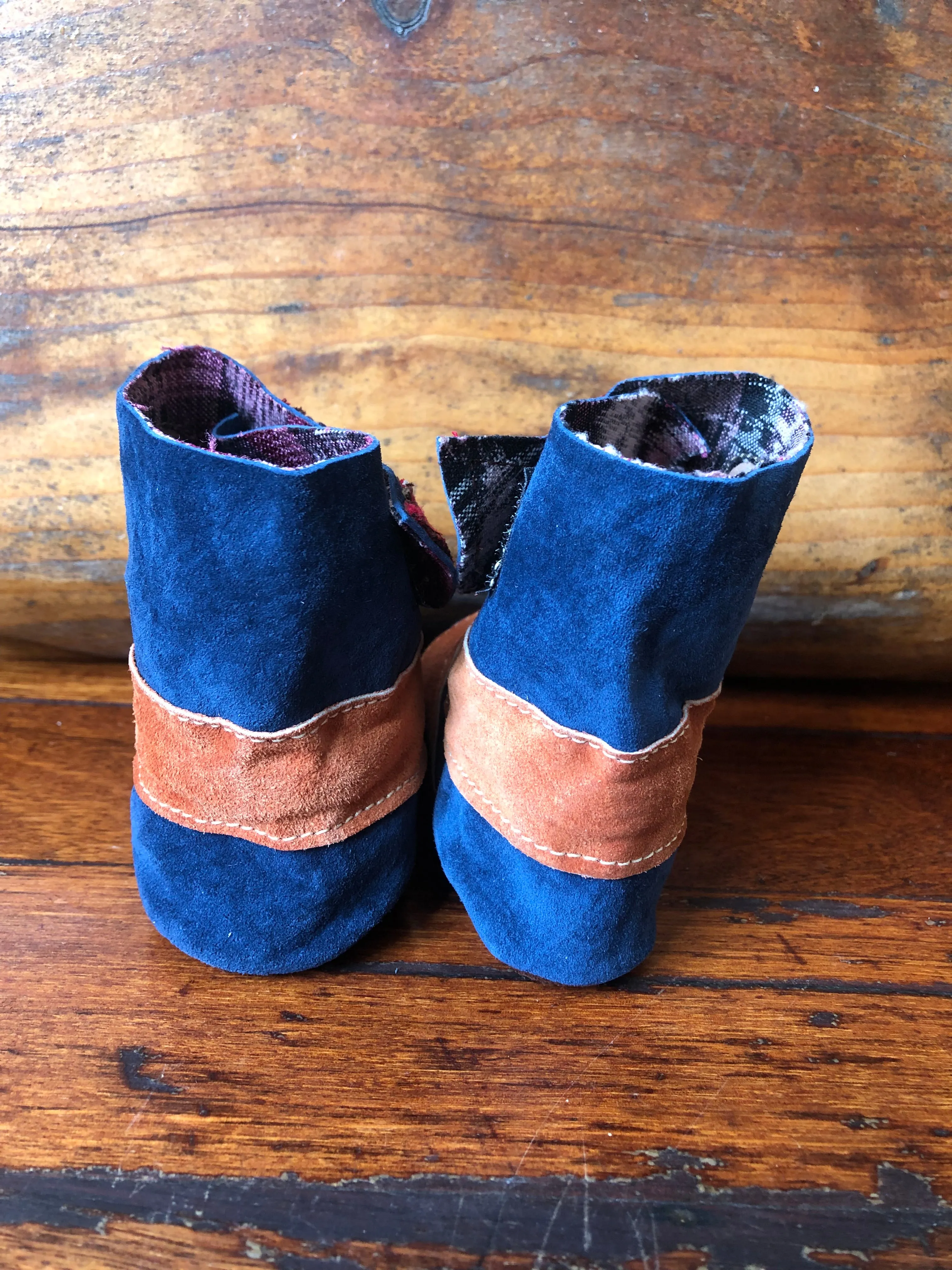 Size 21 Baby Ninja Boots - Blue, Orange Aztec Rhombus