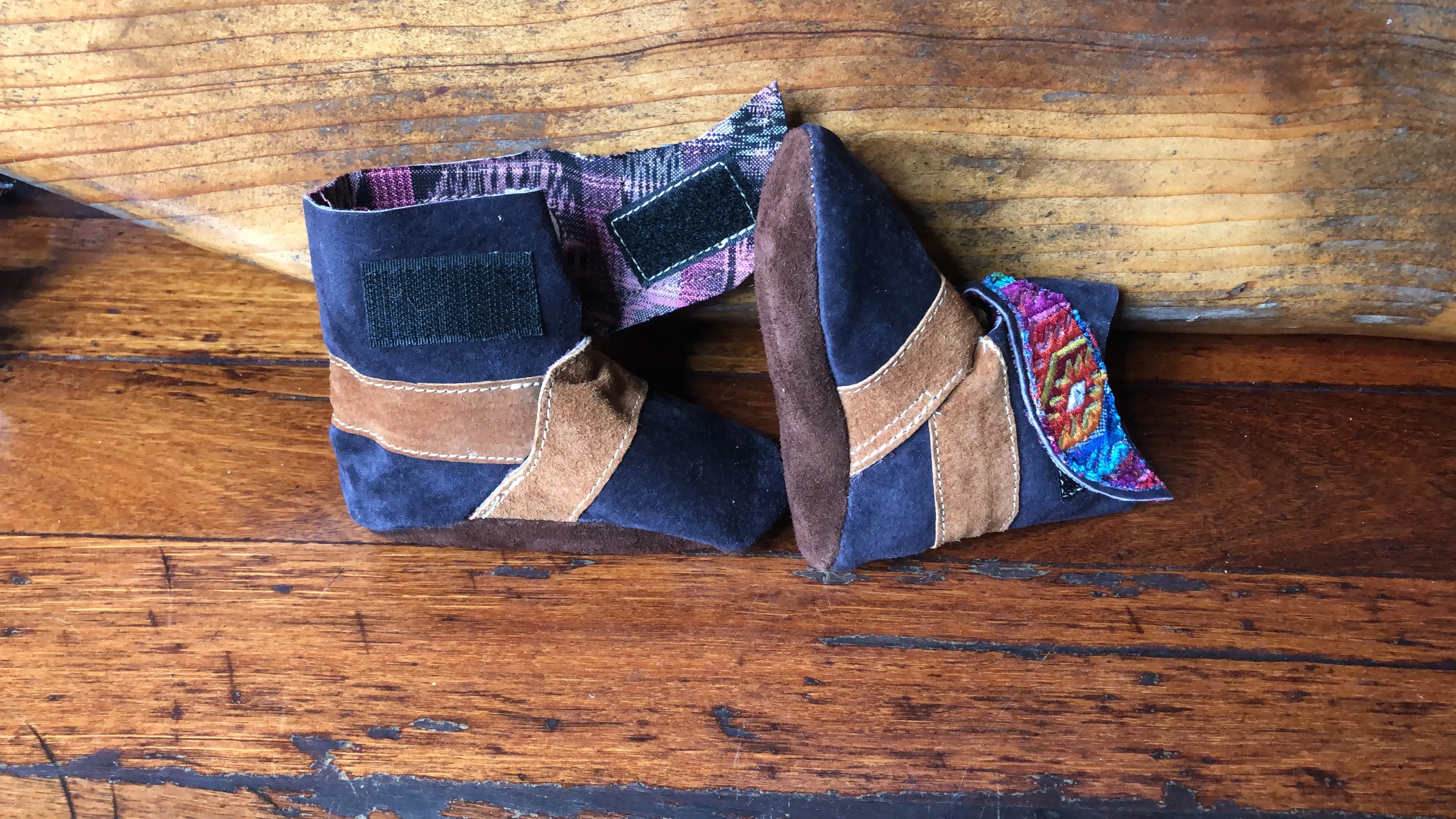 Size 21 Baby Ninja Boots - Blue, Orange Aztec Rhombus