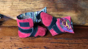 Size 23 Baby Ninja Boots - Hot Pink and Black Bird