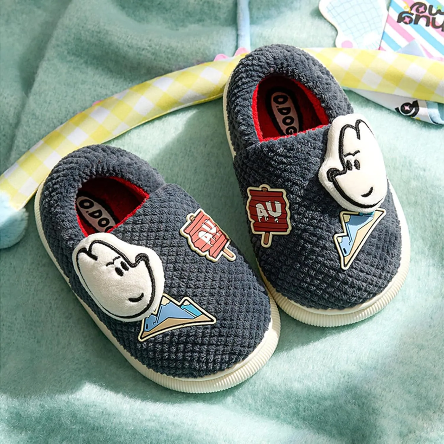 Slippers Big Kid Boys Cute Slippers With Memory Foam Kids Plush Warm Winter House Shoes Little Boys Slippers Dinosaurs