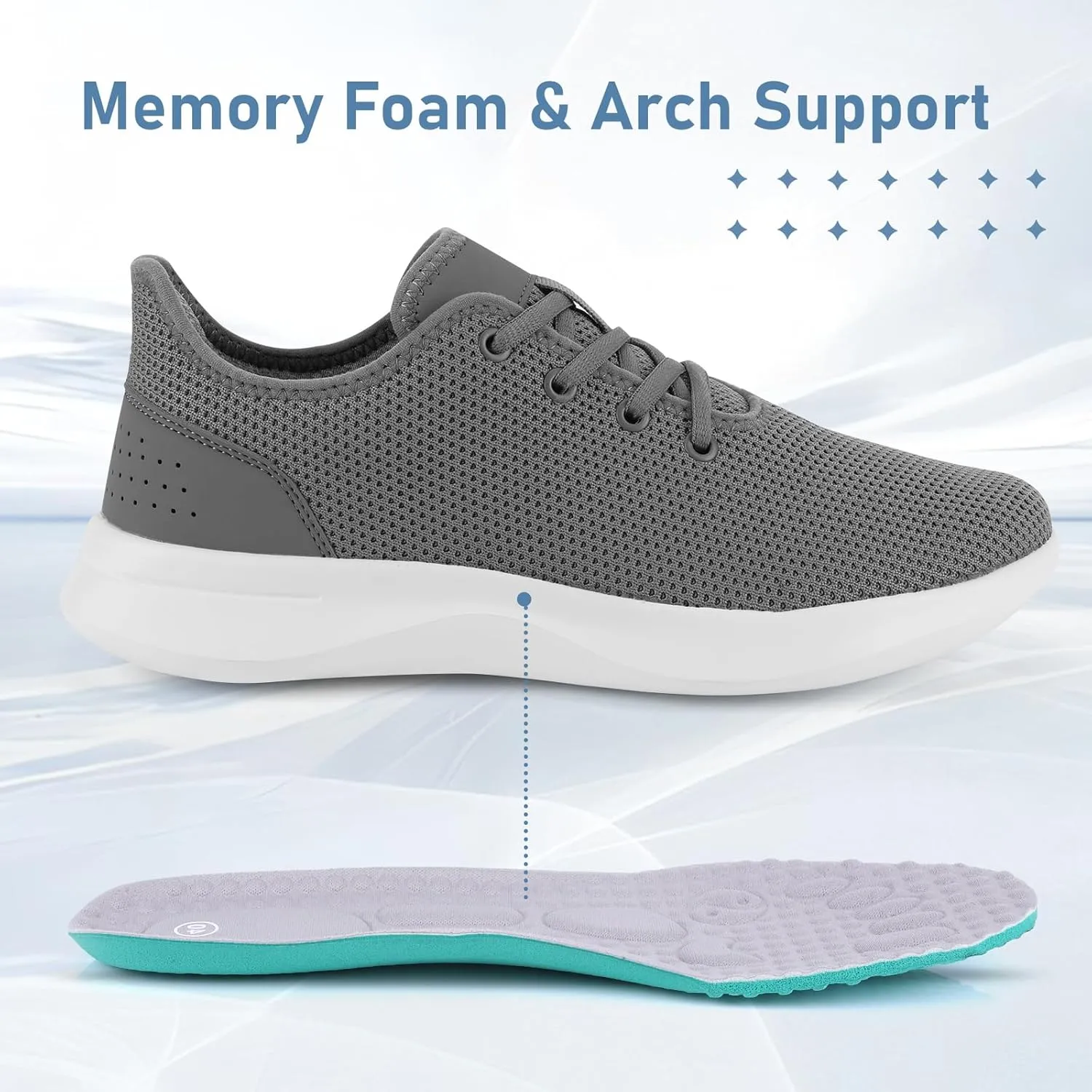 Sneakers for Women Men, Walking Shoes Tree Womens Runner Sneakers with Arch Support, Comfortable Lightweight Walking Sneakers, Non Slip Athletic Tennis Running Shoes for Gym Workout Yoga Walking