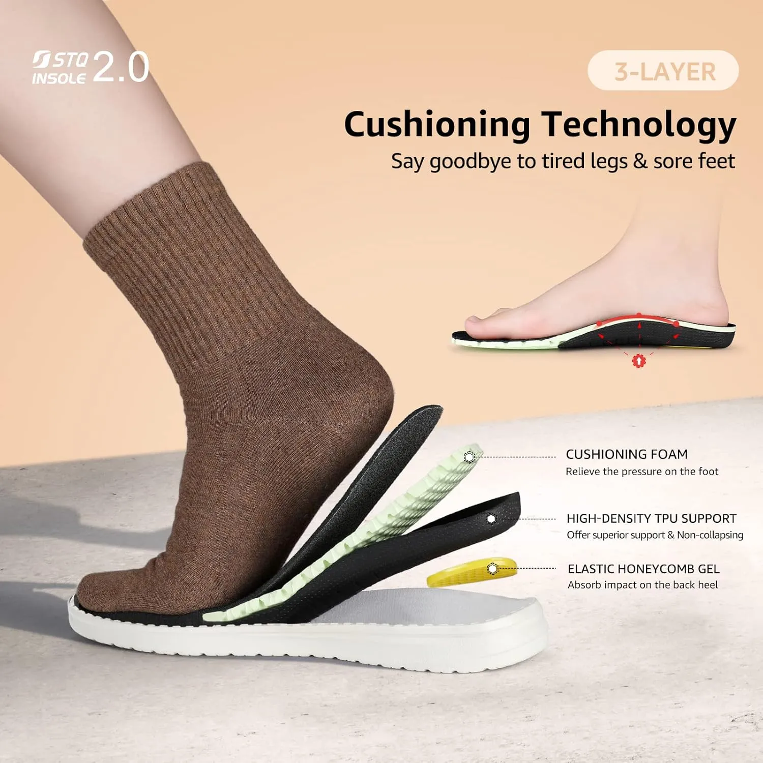 STQ Women's Orthopedic LoafersLightweight Casual Boat Shoes for Plantar Fasciitis
