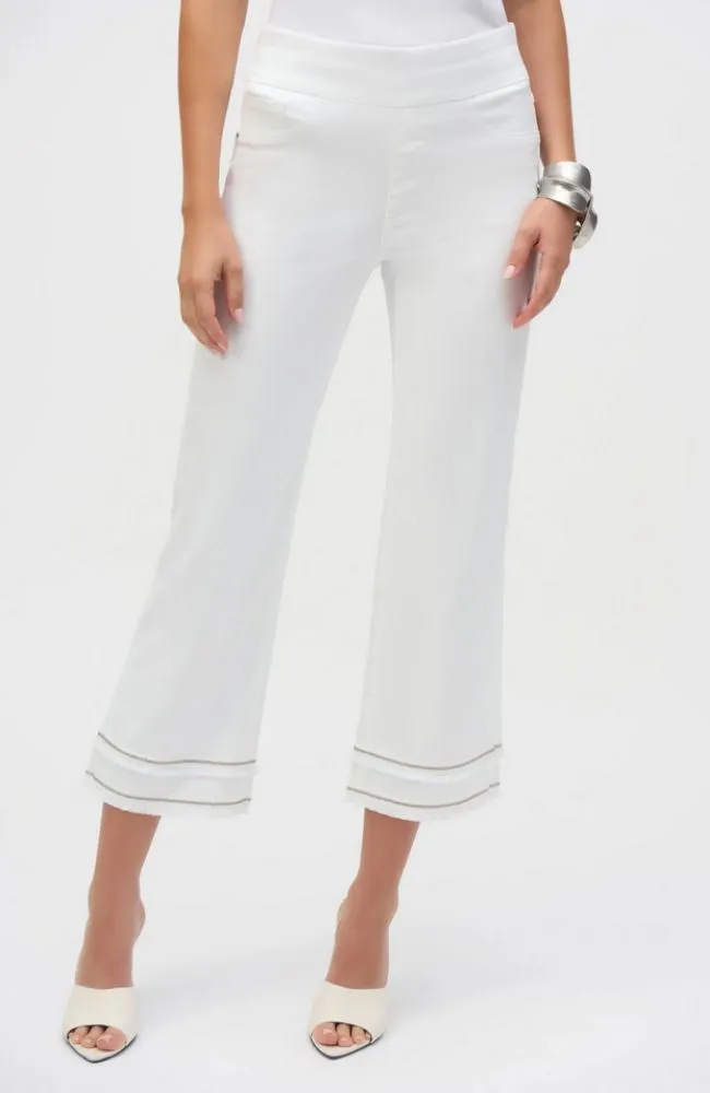 Straight Crop Pull-On Jeans with Beading