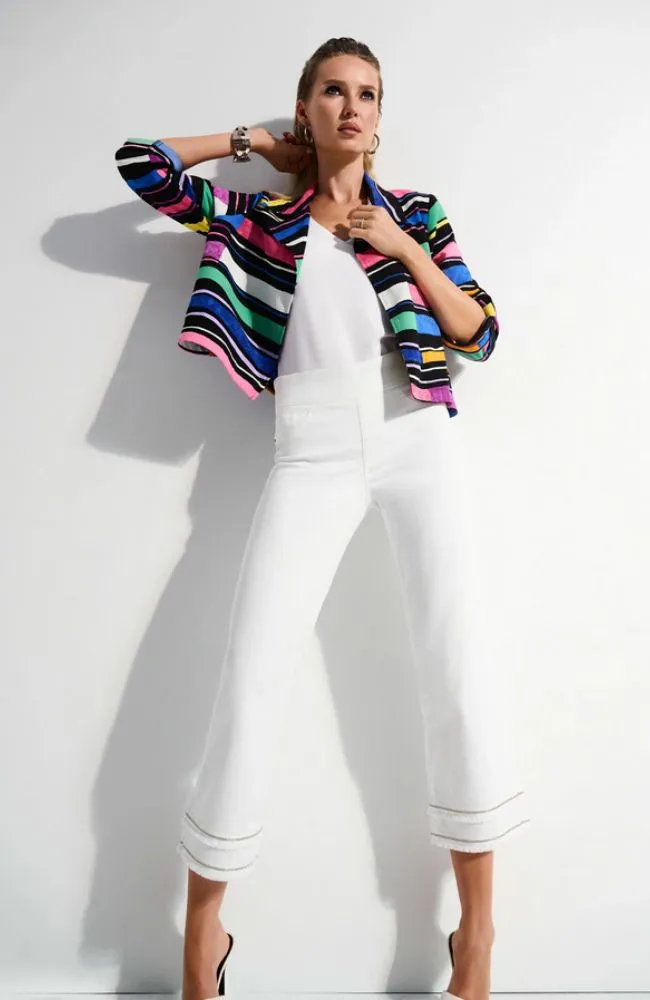 Straight Crop Pull-On Jeans with Beading