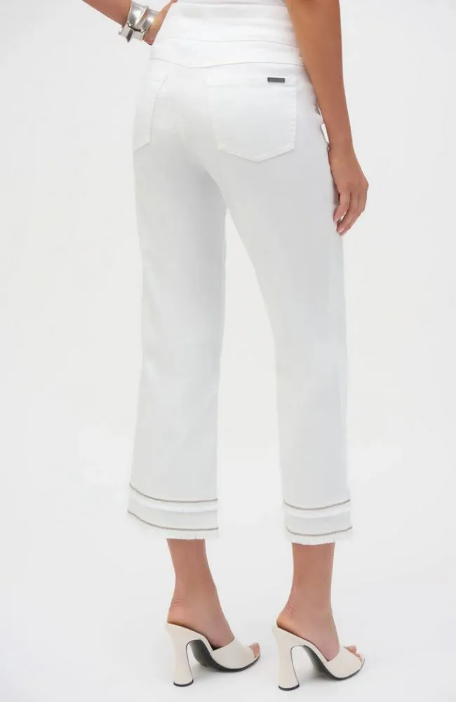 Straight Crop Pull-On Jeans with Beading