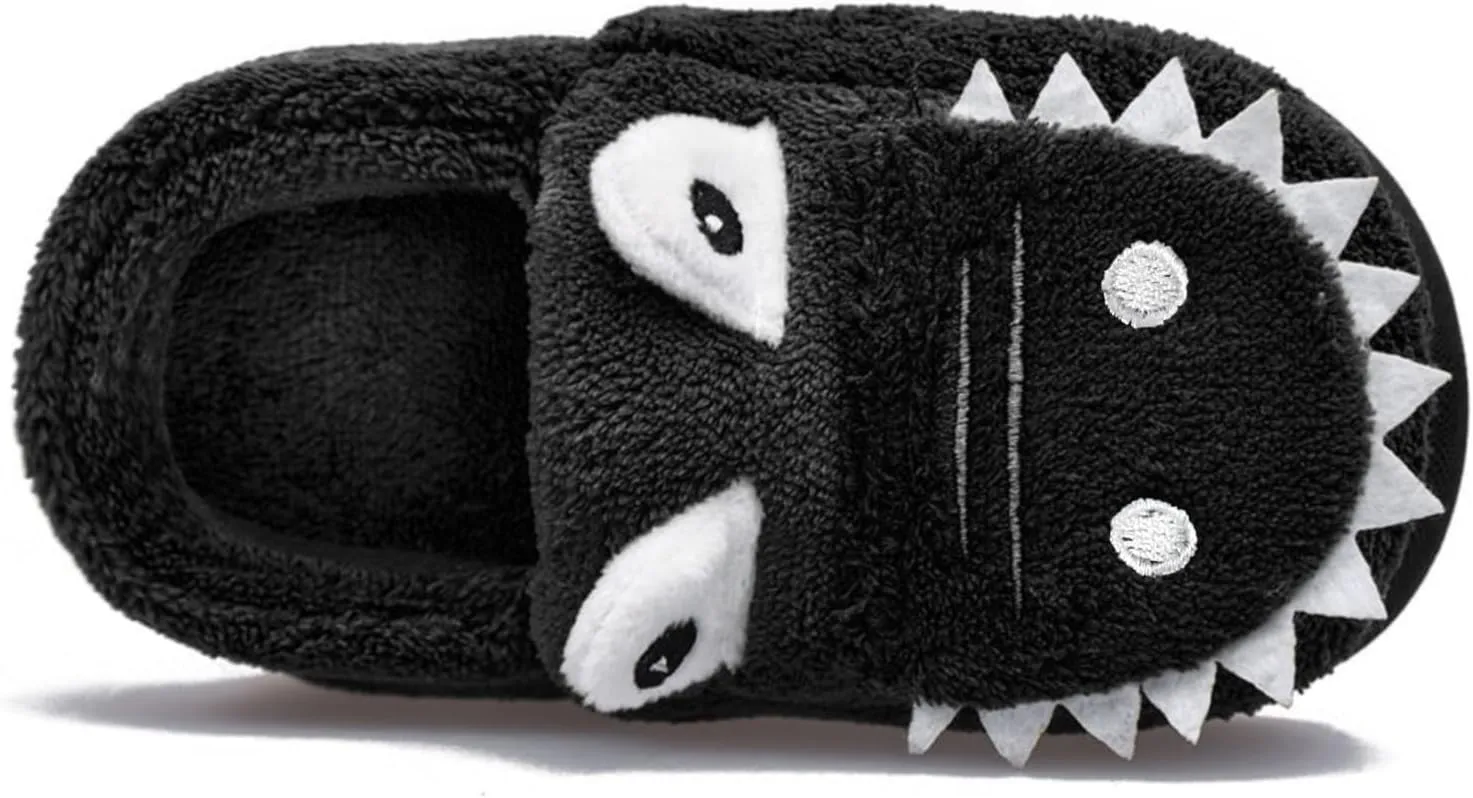 Toddler Boys Girls House Dinosaur Plush Slippers Winter Fall Warm Bedroom House Indoor Outdoor Cotton Shoes