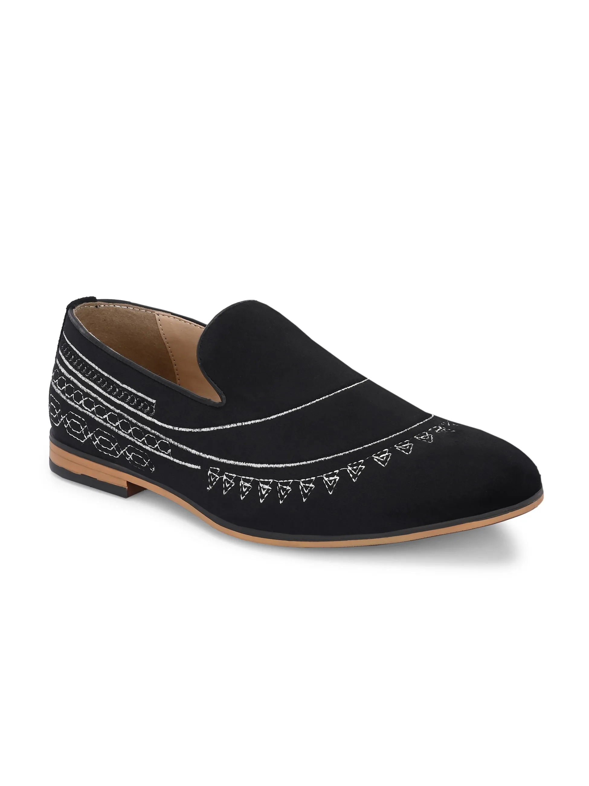 Tribal Black Embroidered Slip-Ons