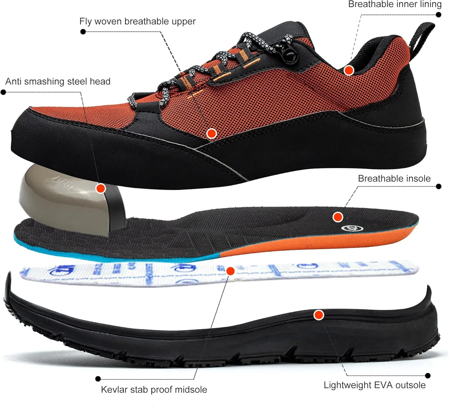 ulogu Steel Toe Shoes for Men WomenWaterproof Lightweight Roofing ShoeSafety Industrial Work Sneakers