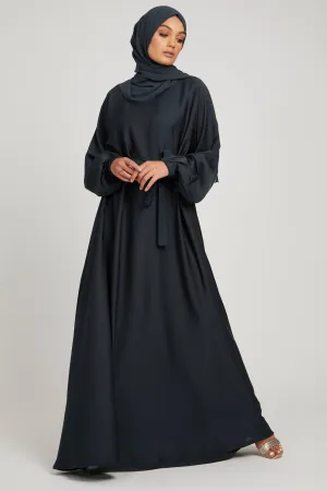 Umbrella Cut Closed Abaya with Elasticated Cuffs - Deep Pacific