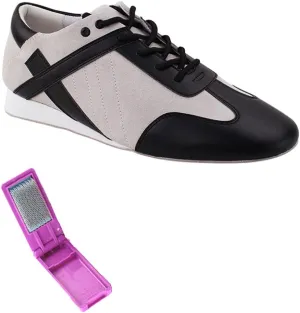 Very Fine Dance Shoes - Mens Latin, Rhythm Ballroom Dance Shoes - SERO106BBX - Flat Heel and Foldable Brush Bundle - Antonio - 8.5