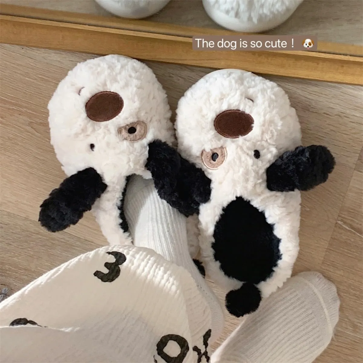 Warm and Cute Long Ear Dog Slippers Plush Puppy Animal Slippers for Women and Men Winter Slippers