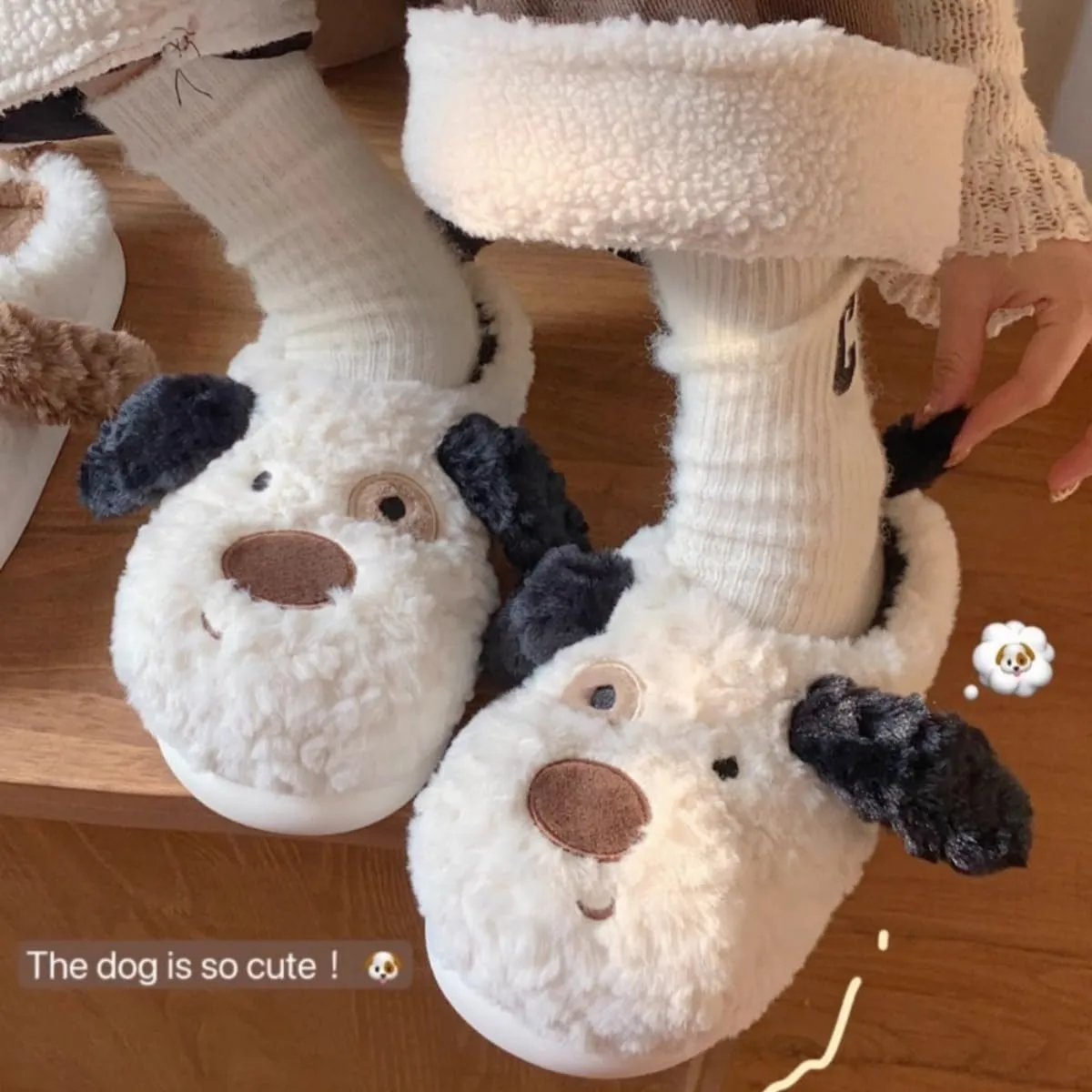 Warm and Cute Long Ear Dog Slippers Plush Puppy Animal Slippers for Women and Men Winter Slippers