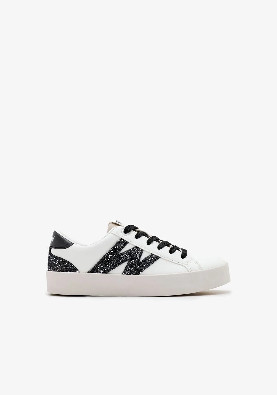 White / Black Glitter Low Sneakers B&W
