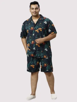 Wild Lush Digital Printed Half Co-ords Set Men's Plus Size Wild Lush Digital Printed Half Co-ords Set Men's Plus Size