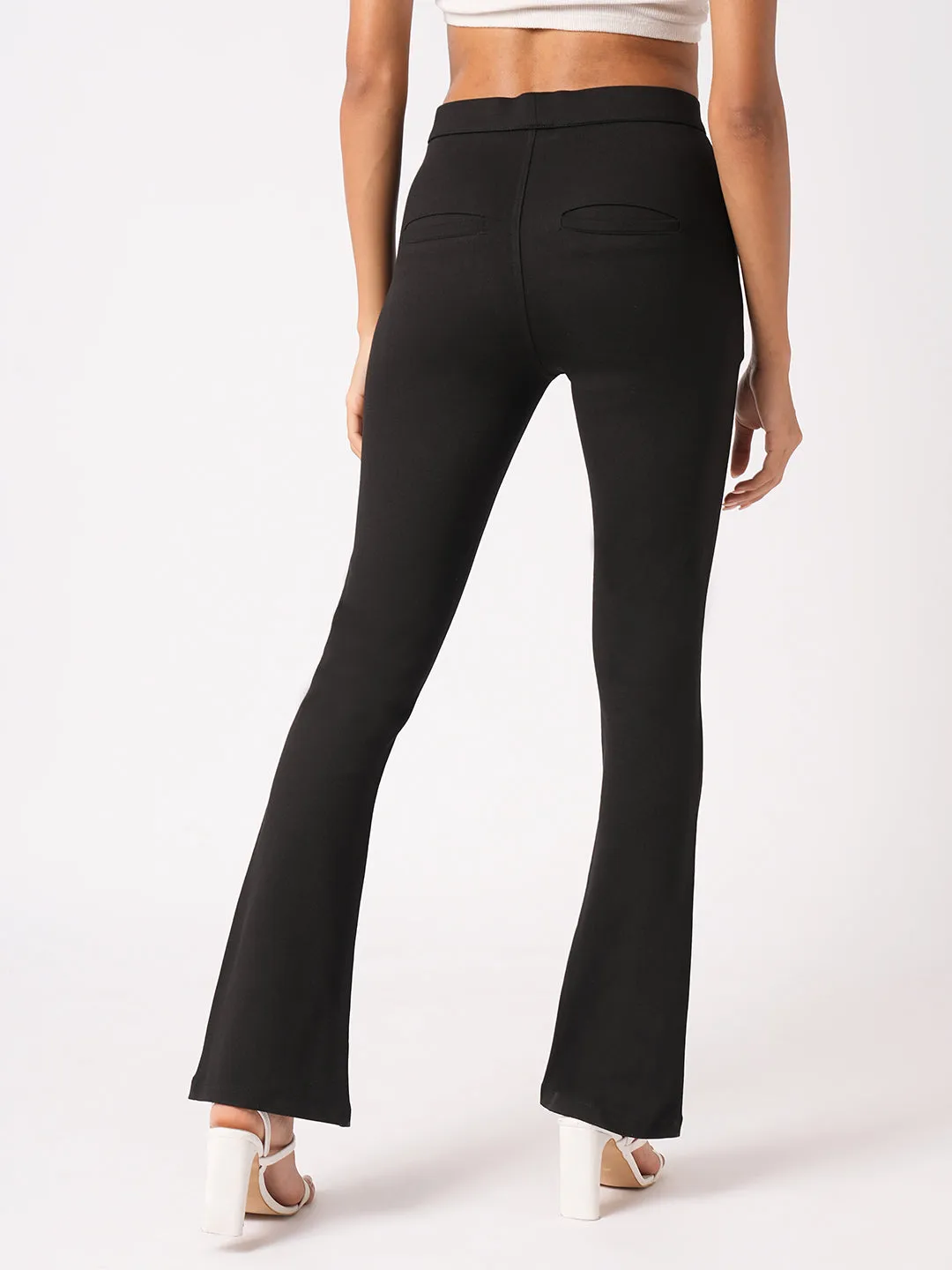 Women Black Mini Flare Tregging