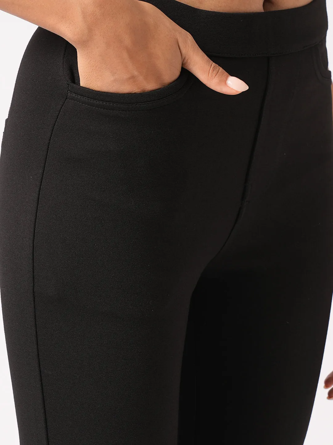 Women Black Mini Flare Tregging