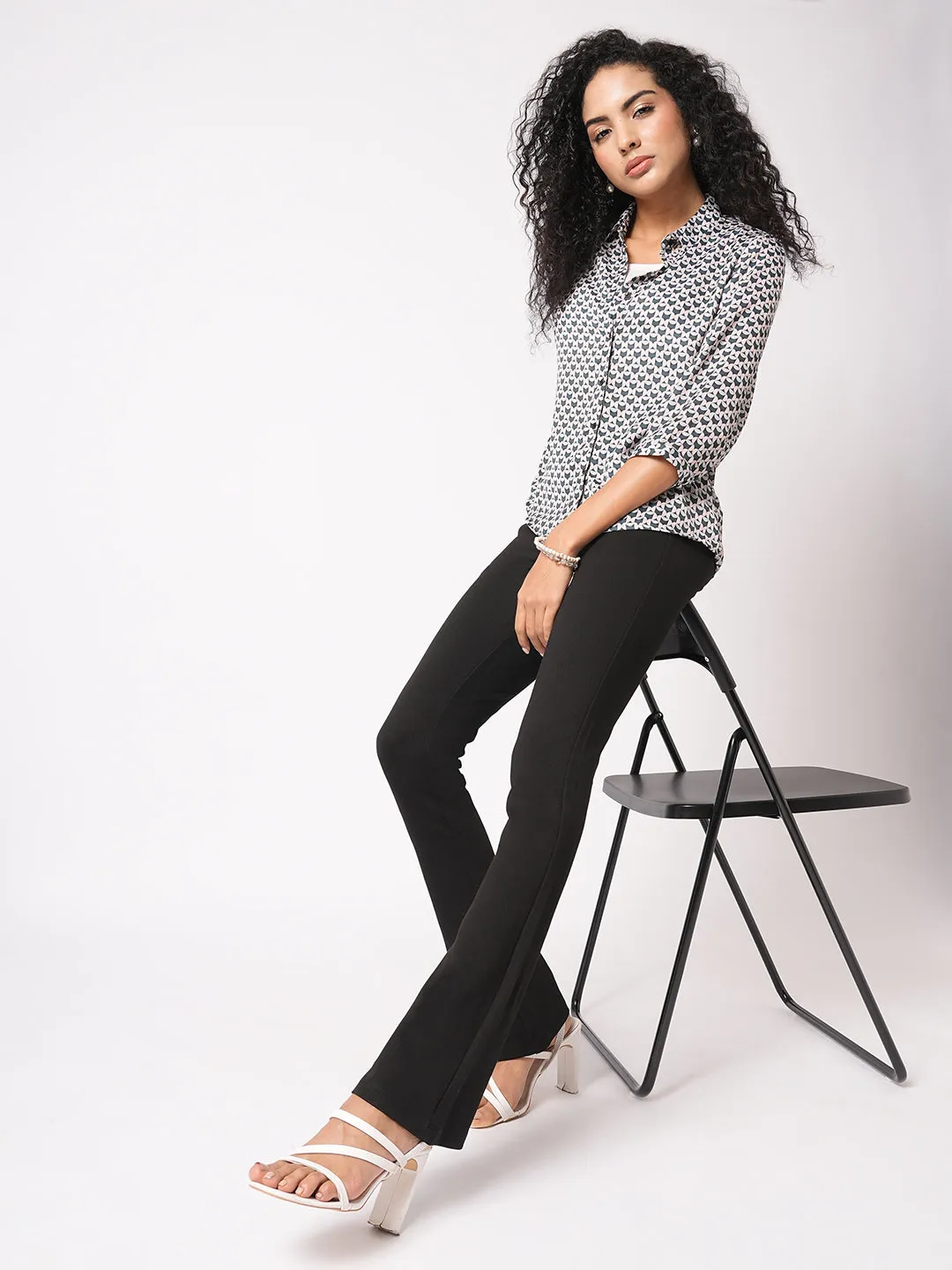 Women Black Mini Flare Tregging