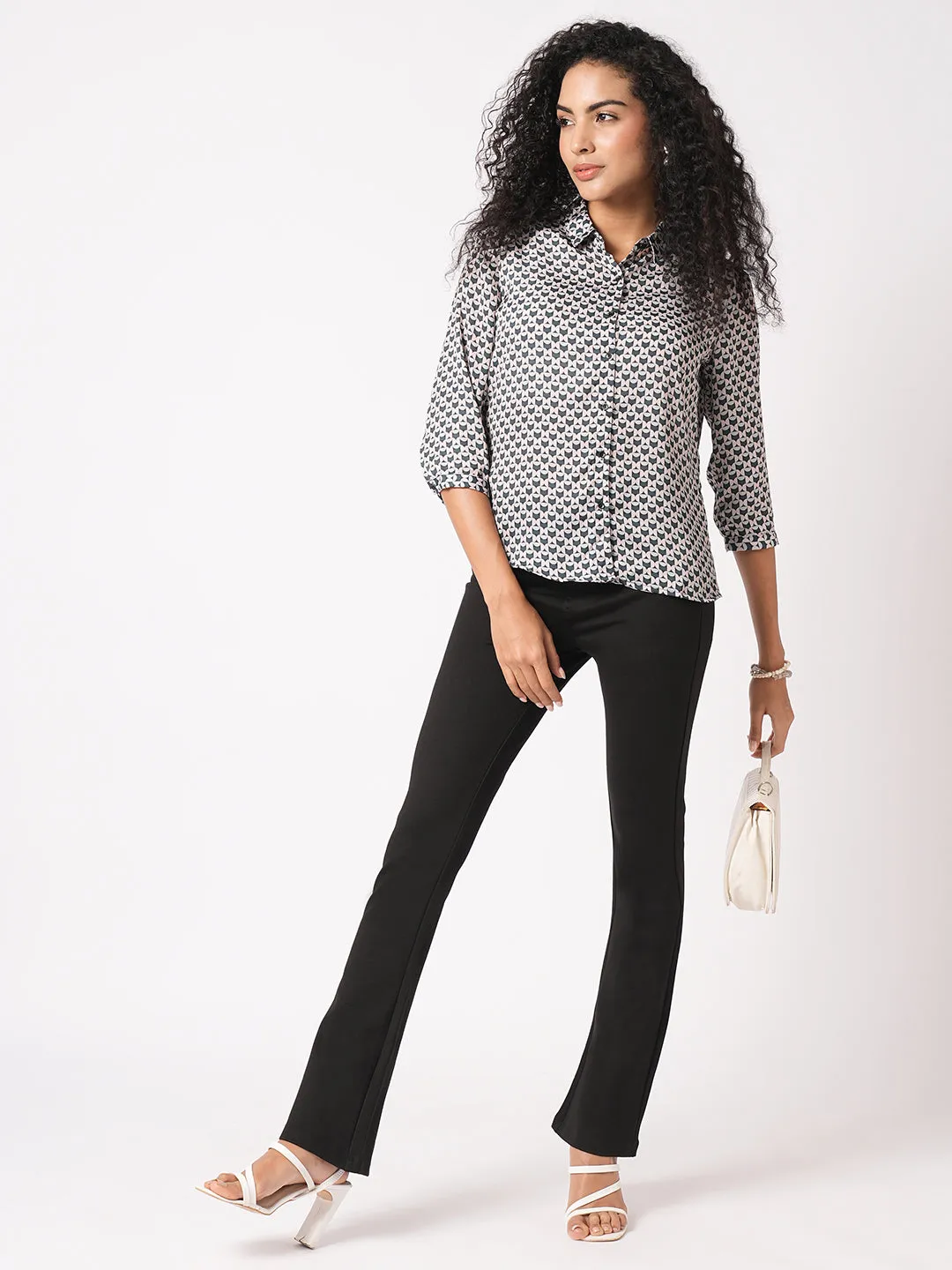 Women Black Mini Flare Tregging