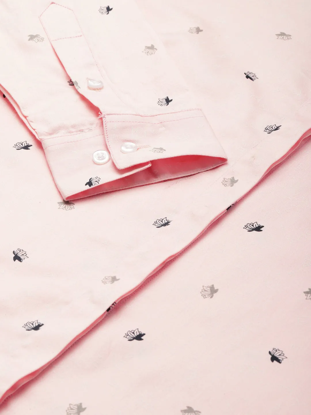 Women Pink Printed Pure Cotton Slim Fit Formal Shirt