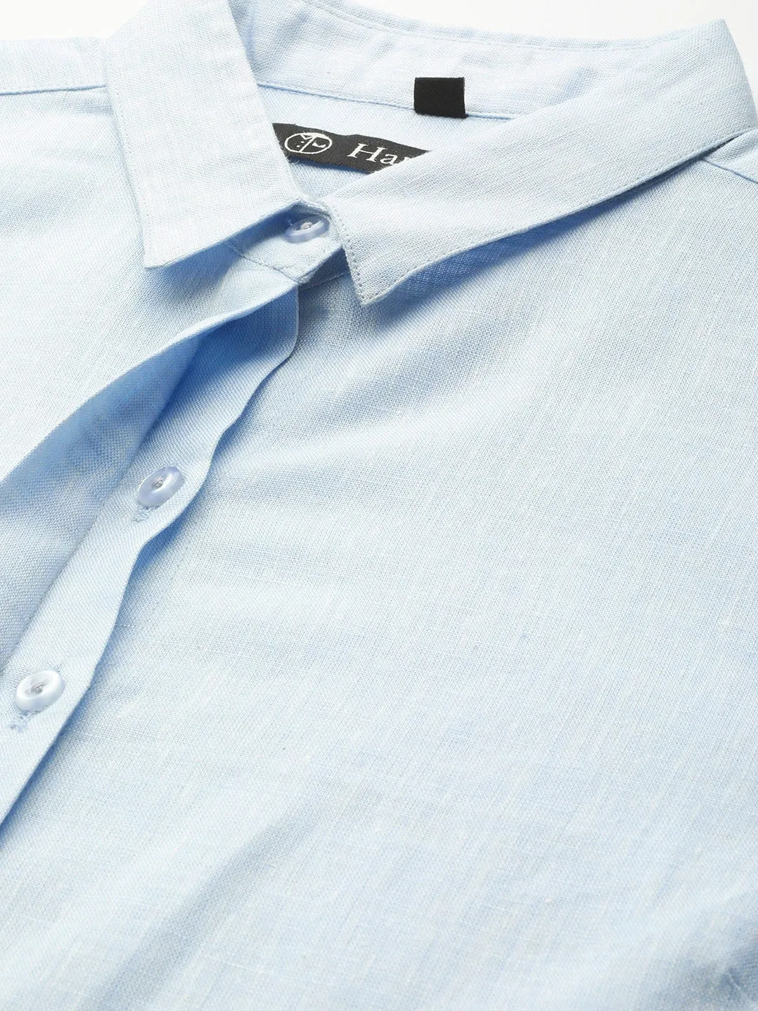 Women Sky Solids Linen Cotton Slim Fit Formal Shirt