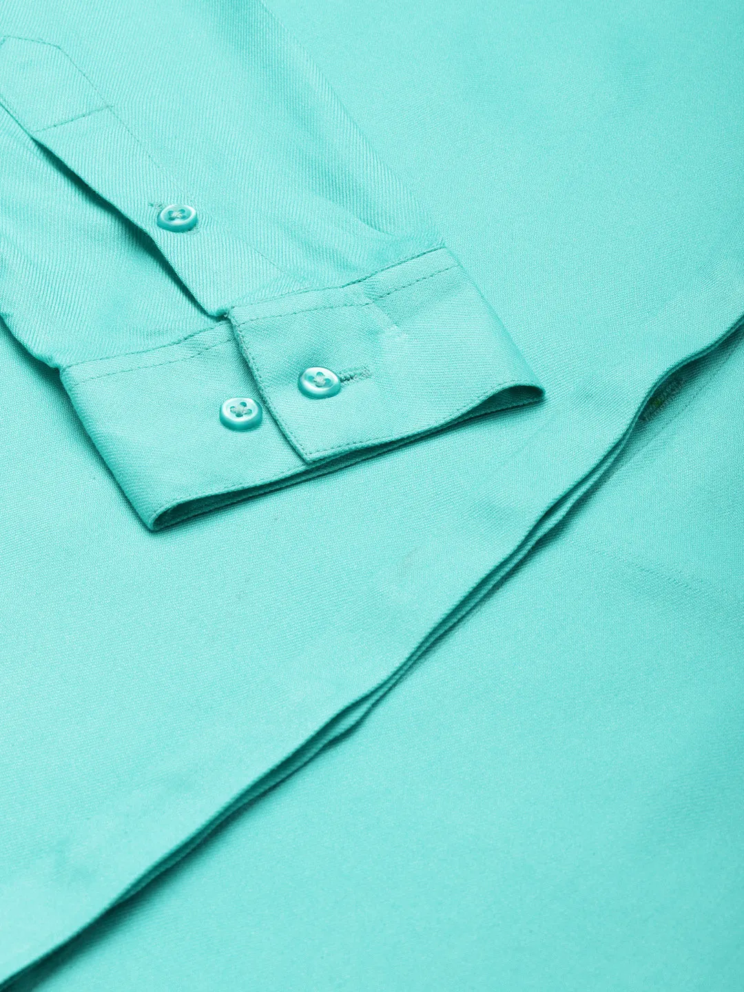 Women Teal Solid Viscose Rayon Regular Fit Formal Shirt