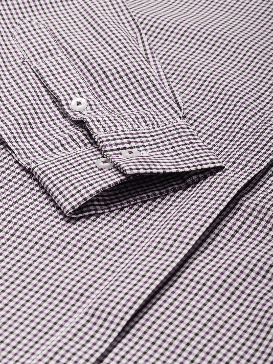 Women White & Blue Checked Pure Cotton Slim Fit Formal Shirt