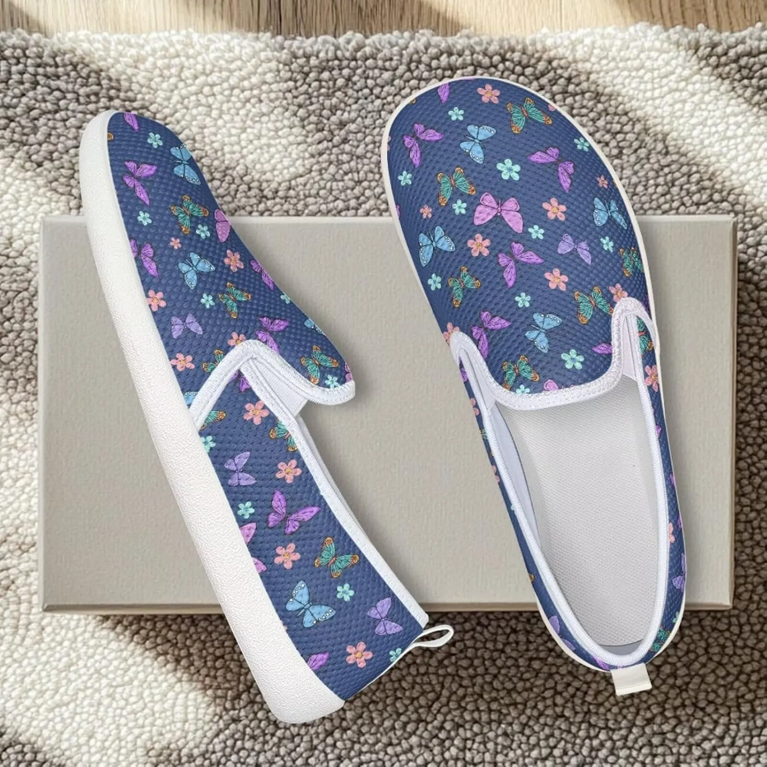 Women's Butterfly Wedding Shoes Wide Toe Walking Flats Leisure Loafers Memory Foam Tennis Shoes