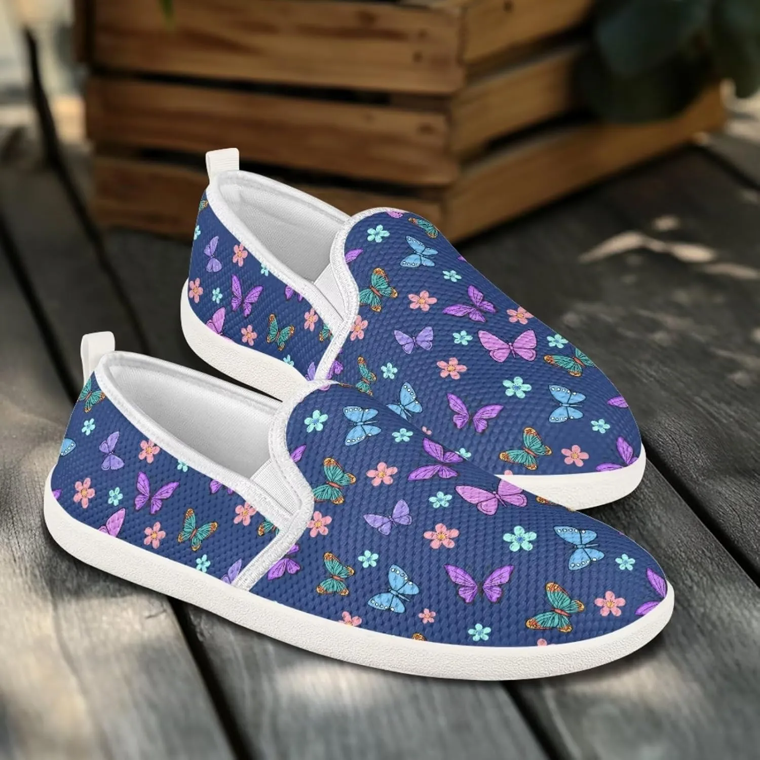 Women's Butterfly Wedding Shoes Wide Toe Walking Flats Leisure Loafers Memory Foam Tennis Shoes