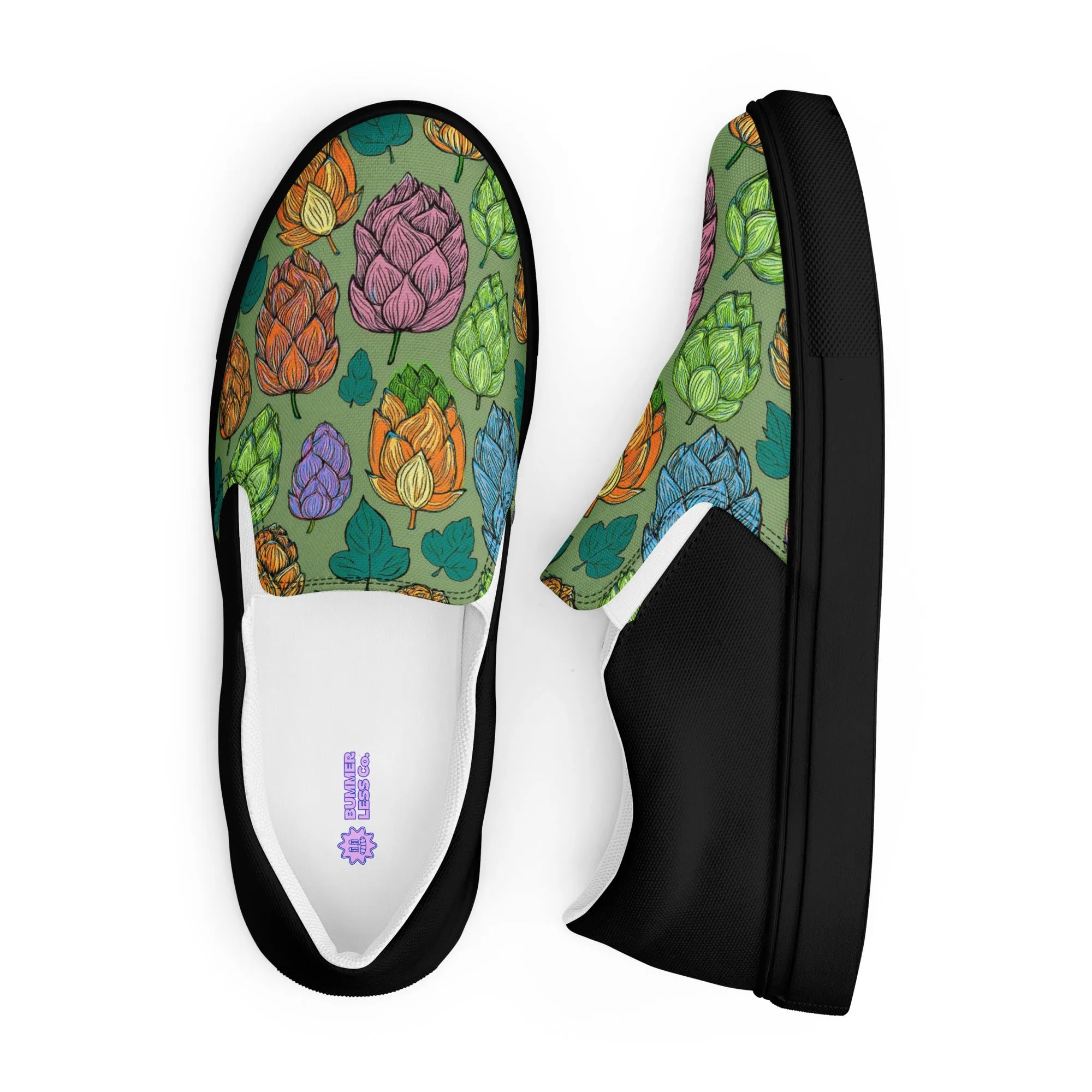 Women’s Mind Your Hops Slip-On Canvas Shoes – Black &  Floral