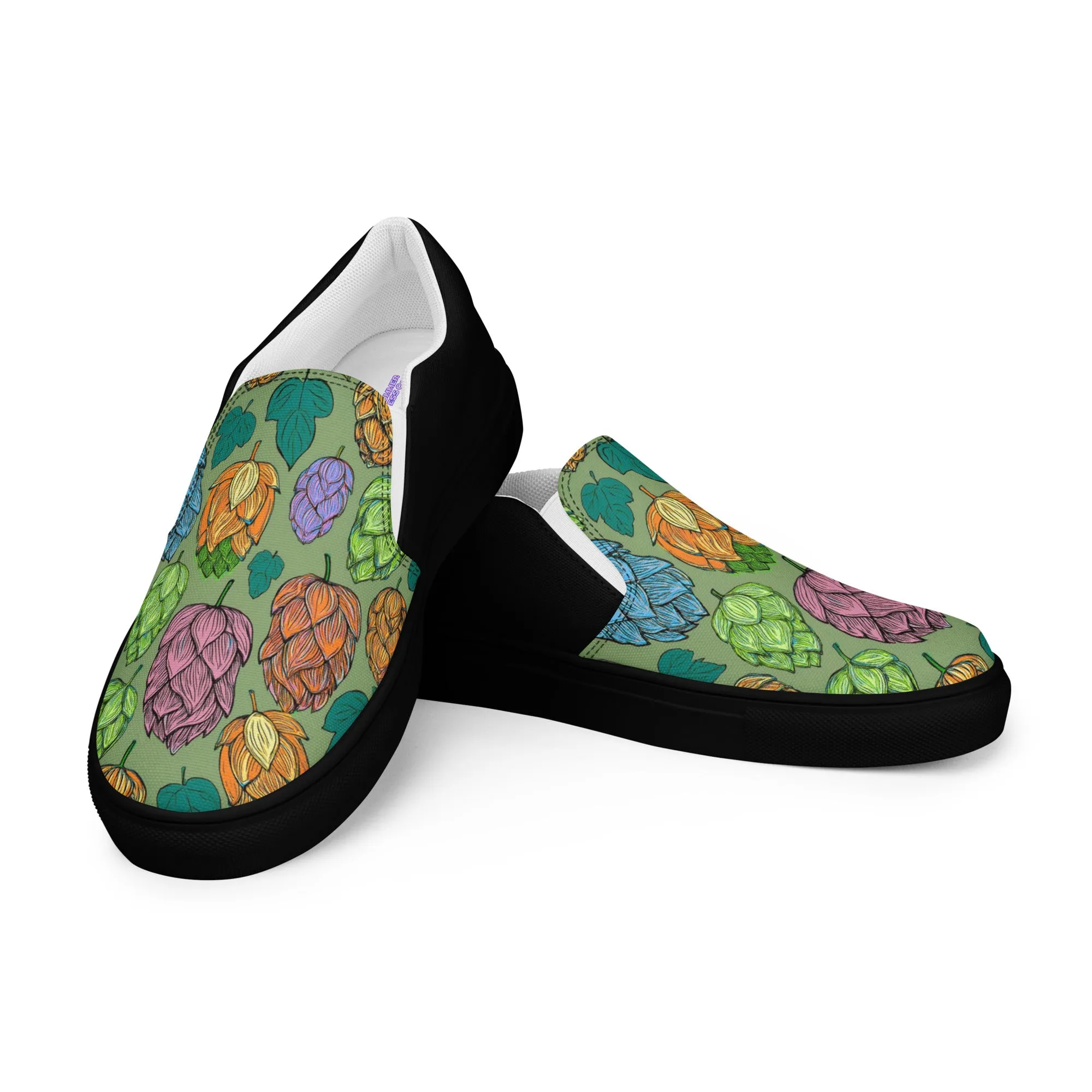 Women’s Mind Your Hops Slip-On Canvas Shoes – Black &  Floral